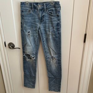 American Eagle Outfitters Distressed Blue Ripped Kids Jeans, size 26x28